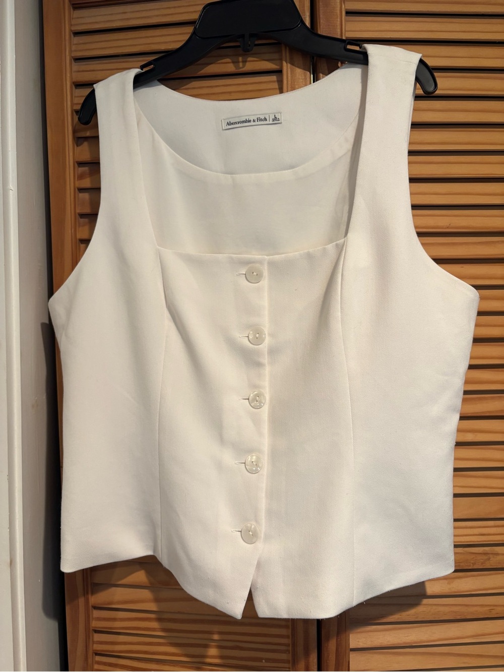Abercrombie & Fitch Women's Structured Long-line Tailored Vest Ivory Corporate